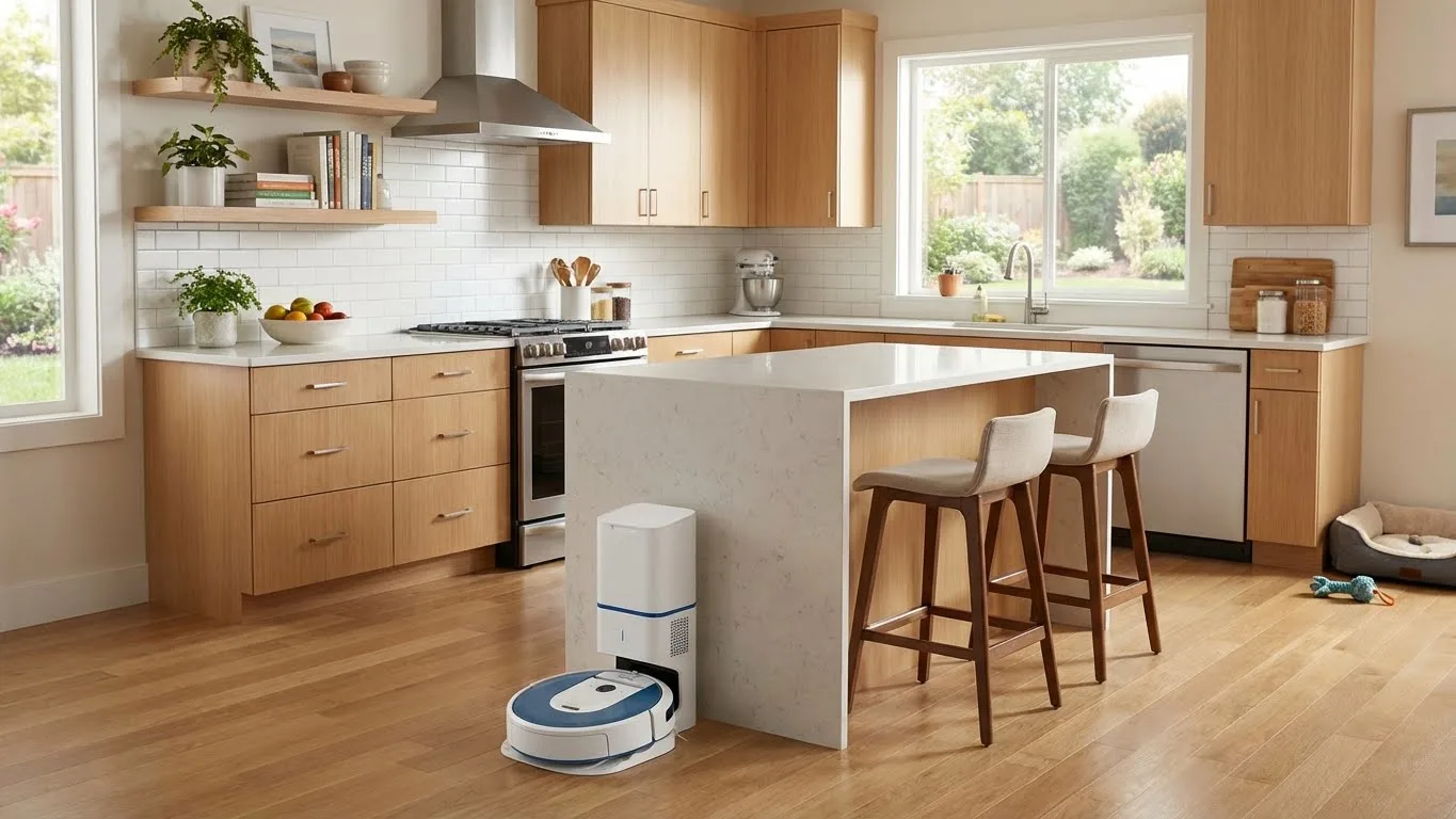 Saugroboter in Aktion - automatische Bodenreinigung