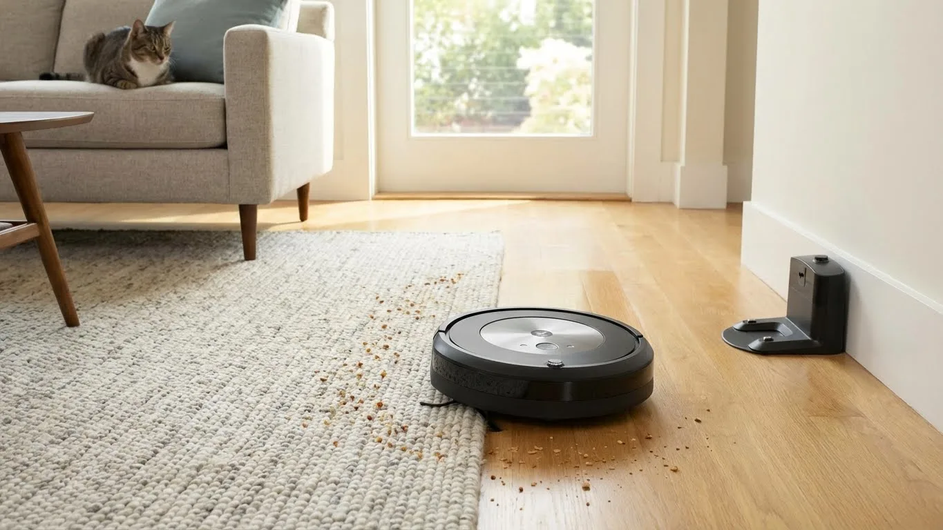 Saugroboter in Aktion - automatische Bodenreinigung